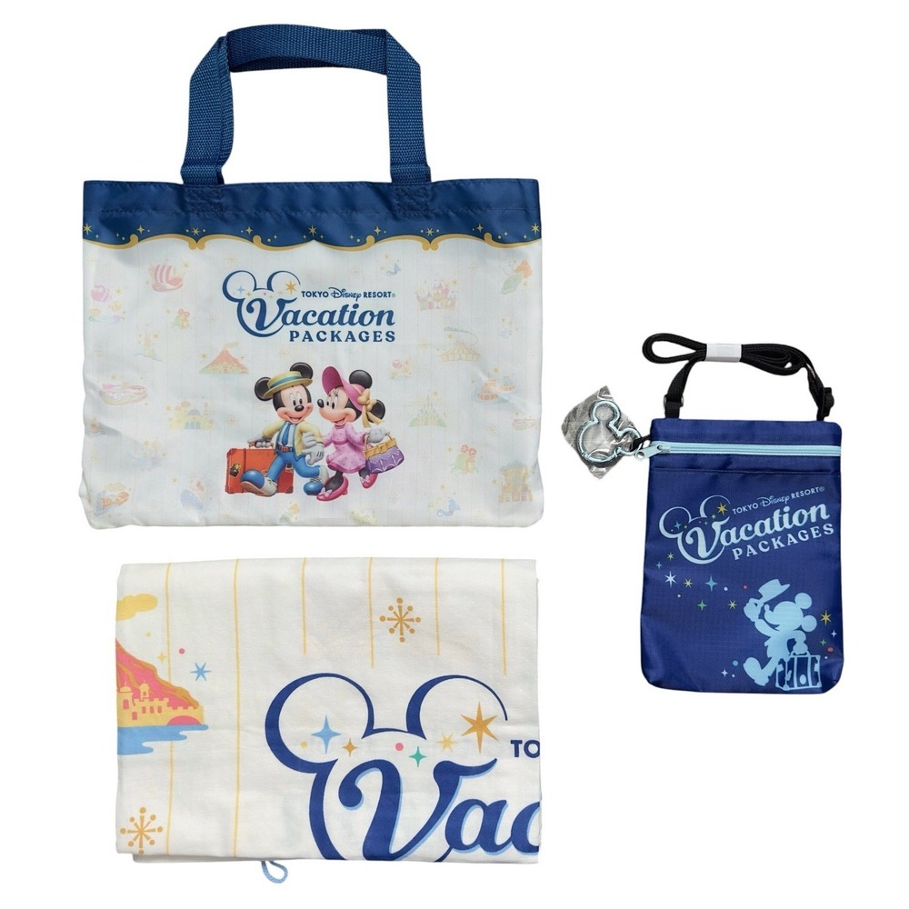 Tokyo Disney Resort Vacation Package Multi Gauze Blanket & Shoulder Bag Htf